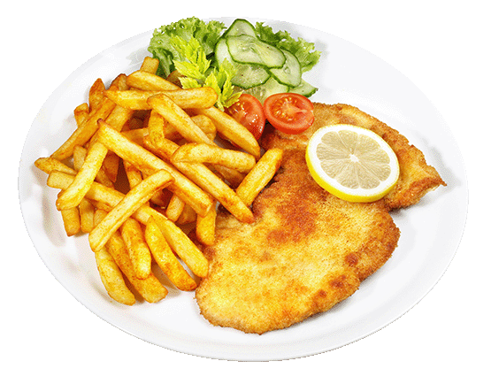 leckeres Schnitzel mit pommes